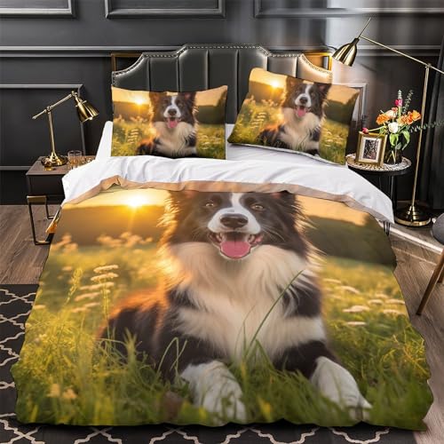 Housse de couette motif berger allemand en microfibre douce lit double