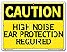 Vestil SI-C-41-B-AL-063 HIGH NOISE EAR PROTECTION REQUIRED Caution Sign, Aluminum, 0.063" Overall Size, 12.5" W x 9.5" H