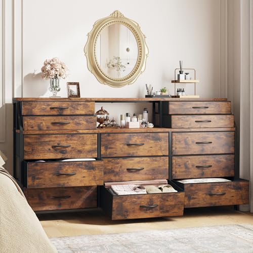 Romorgniz 55' W Dresser for Bedroom with Deep Fabric Drawers, Long...