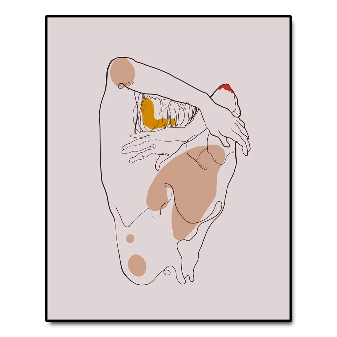 Female Body Print Beige Abstract Woman Wall Fine Line Print Art Mid Century Modern Art Boho Decor Scandinavian