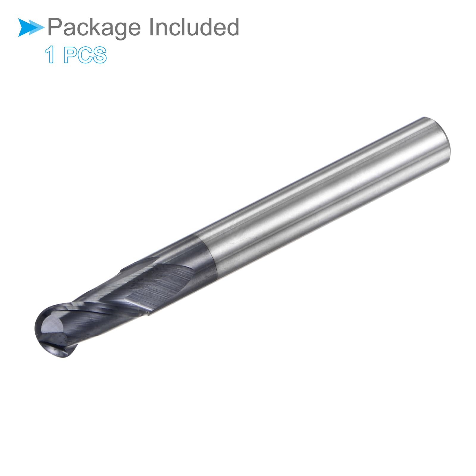 Boule Nez Extrémité Fraise, 3mm Rayon 6mm Tige 75mm Longueur, AlTiN Revêtu P05 Carbure 2 Flutes Fraisage Cutter CNC Routeur Embout - (pour Inox Acier Durci Acier)