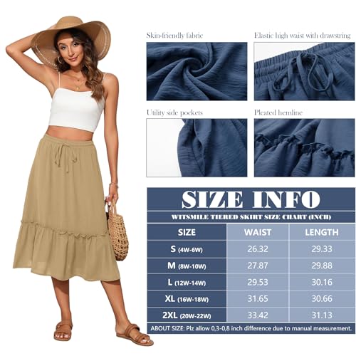 Image of Witsmile High Waist Tiered Skirts for Women Flowy Skirts for Women Long Length with Pockets 2026 Fashion Trendy