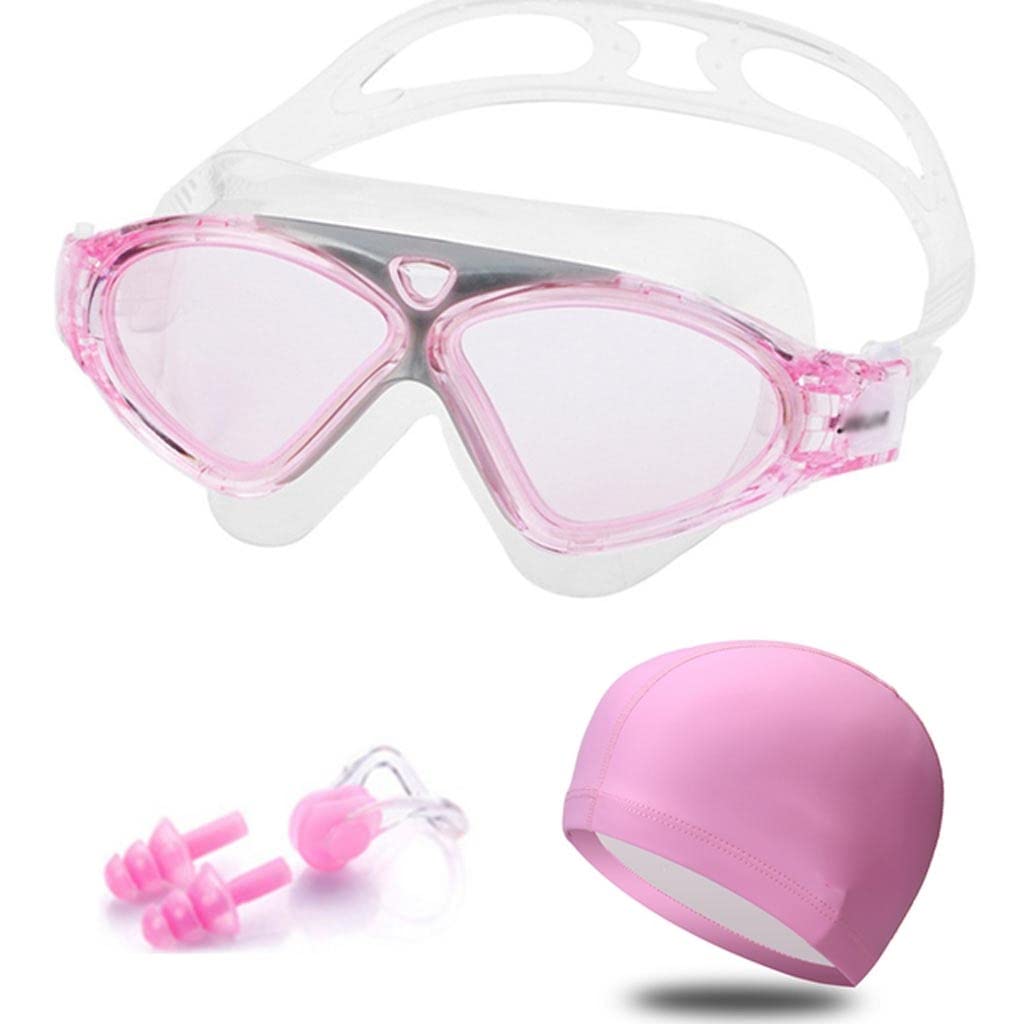DFrywdgSEY swimming goggles, Swimming Waterproof Adult Pool Glasses with Earplug Swim Cap for Men Women Sports Diving Eyewear