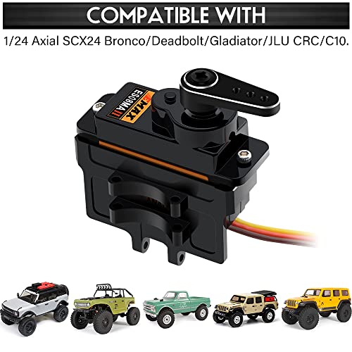 Epinon For Axial Scx24 Servo Metal Gear Emax Servo Steering Servo With Servo Mount Bracket And Arm And Steering Link Set Scx24 Upgrade Parts (Black) #TOP2