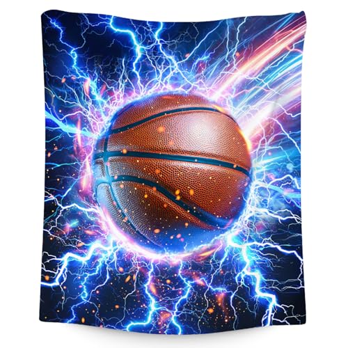Basketball Blanket for Boys Blanket Gifts - 50" x 60" Lightning Sport Theme Throws for Couch, Bed & Room Decor
