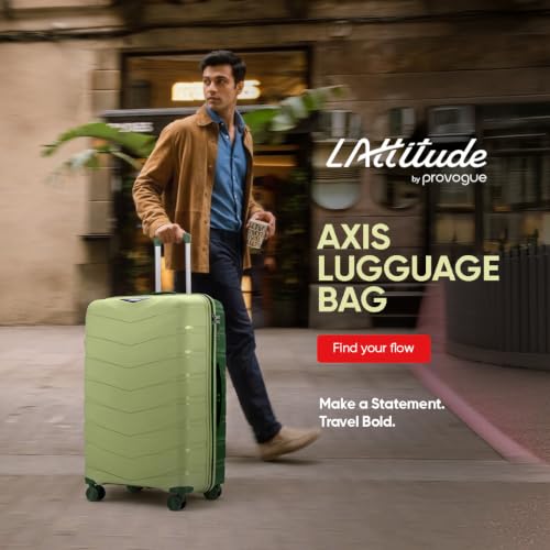 Image of Axis Medium Check-in Suitcase 65 cm 24 inch Polypropylene Hard Trolley, 8 Spinner Wheels, 3-Pocket Convipack, Dual-Tone Shell, Recessed Number Lock Laser Green /Everglade Green