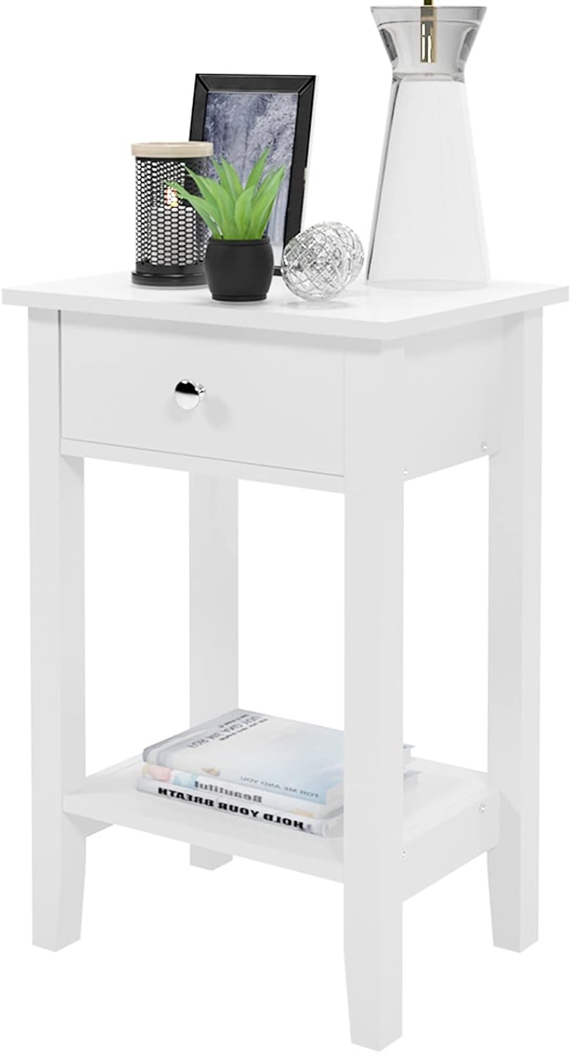 soges 18Inch Nightstand with One Drawer, Small Drawer Table with