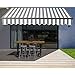 ALEKO Home Patio Awning | Retractable Handle Crank Deck Canopy | UV Protection Sun Shade | Manual Black Frame | Upgraded 2024 | 12x10 | Gray/White