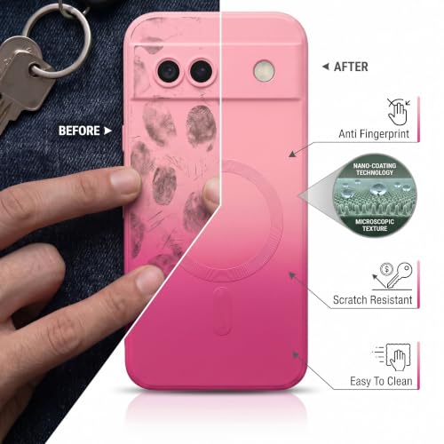 Image of amazon basics Gradient Mag-Safe Case for Google Pixel 8A | Soft Silicone Shockproof Cover with Camera Protection | Slim Lightweight Design | Smooth Touch & Durable - Light and Dark Pink