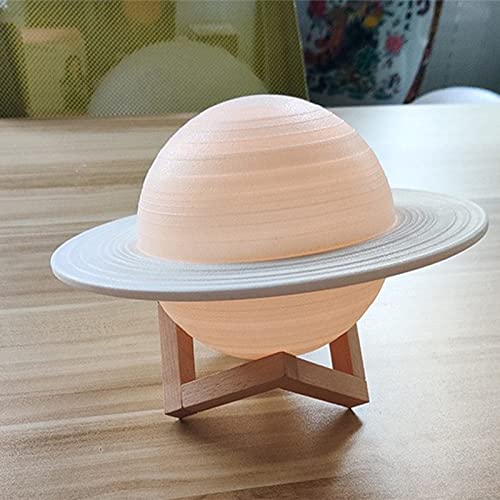 BestAlice Lámpara 3D Saturno, 16 colores que cambian de tacto y control remoto LED luz nocturna para niños, mesita de noche con soporte de madera para decoración de habitación de guardería Cover