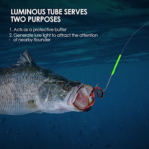 Luroad 5 Stück Angelhaken für Meeresangeln, Flapper-Rigs für Meeresangeln, Strandwerfen, Uferfischen, Flunder, Whiting, Barsch, Scholle (B. 5 Stück - 2 Haken - Größe 2/0-52cm)