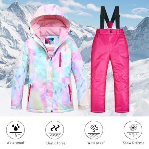 Kids Girls Boy Winter Bib Snow Pants And Jackets Toddler Girl Snowsuit Winter Coat Waterproof Outdoor Snowboarding (B, 3-4 Years)2