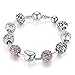 Produktbild 925 Silber überzogene Armband Charm mit Rosa Kristall Herz Beads Muttertag Geschenk für Frauen 18 centimetre
