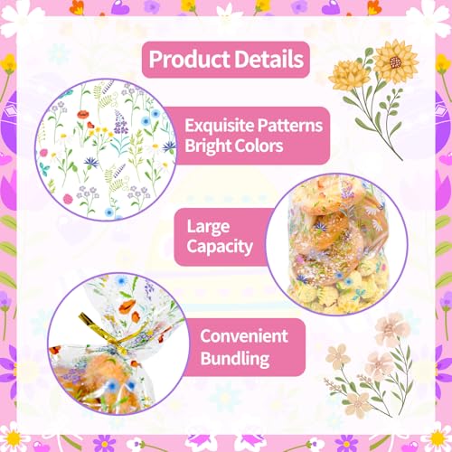 160 Pcs Wildflower Cellophane Treat Bags