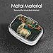 Majestic White Elk with Colorful Antler Pill Box with Mirror 2 Compartments Square Pill Organizer for Pocket