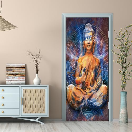 Trompe l'oeil porte Grand Bouddha impression HD vinyle premium 3D