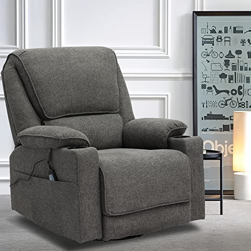 Yoconyo Swivel Rocker Recliner With Massage And Heated Functions, Living Room Chair With Remote Control, Two Cup Holders (Dark Gray) #TOP1