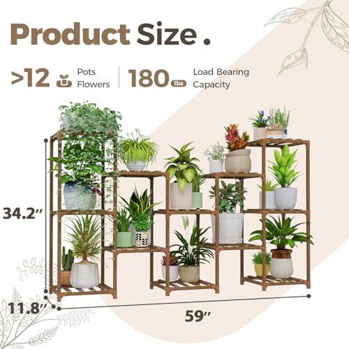 image for Bamworld Large Plant Shelf Outdoor Wood Plant Stand Large Rack for Liv