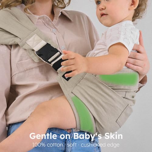 Toddler Carrier - Premium Cotton, Large Seat & Back Support, One Size Fits All, Ideal for 6-48 Months (11-44 lbs), Gray - Image 6