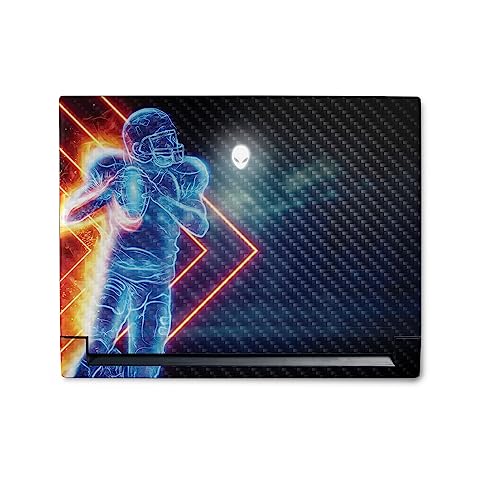 Image of MightySkins Carbon Fiber Skin Compatible With Alienware M18 R1 (2023) Full Wrap Kit - Glow Football | Protective, Durable Textured Carbon Fiber Finish | Easy To Apply & Change Styles | Made in the USA