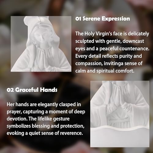 Estatua Virgen María Porta Rosario en Resina Blanca miniatura 4