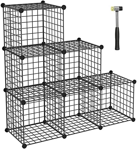 TUMUCUTE Wire Cube Storage Organizer, Metal Storage Shelves Bookshelf, Stackable Modular Closet Organizer for Bedroom Living Room, Office, Storage Shelves (6 Cubes, Iron)
