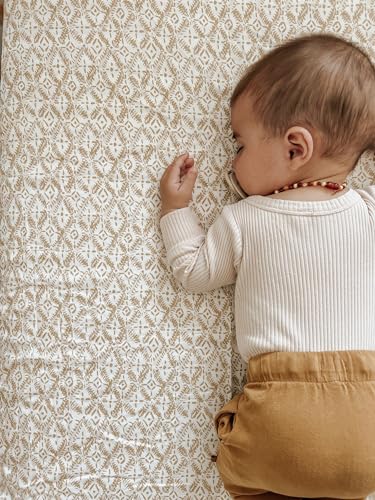 Image of Crane Baby Soft Cotton Crib Mattress Sheet, Fitted Sheet for Cribs and Toddler Beds, Diamond, 28 inchw x 52 inchh x 9 inchd