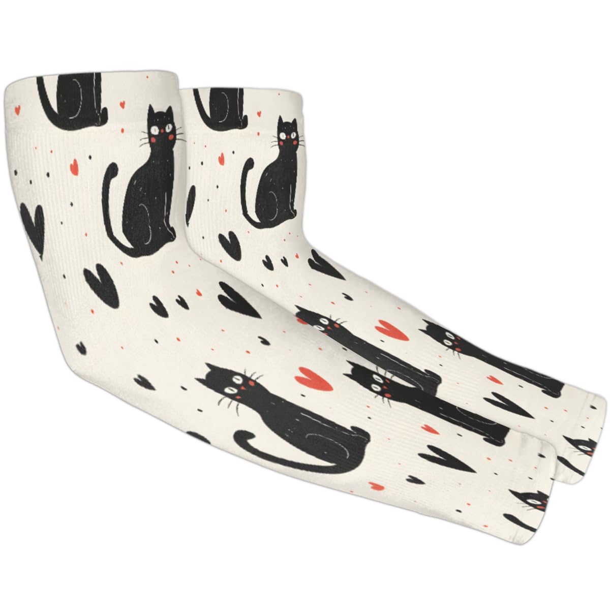 Gublec Black Cat Theme Arm Sleeves with Thumb Hole Garden Sleeves for Women Men Outdoor Farm Sun Protection Cooling Sleeve to Cover Arms