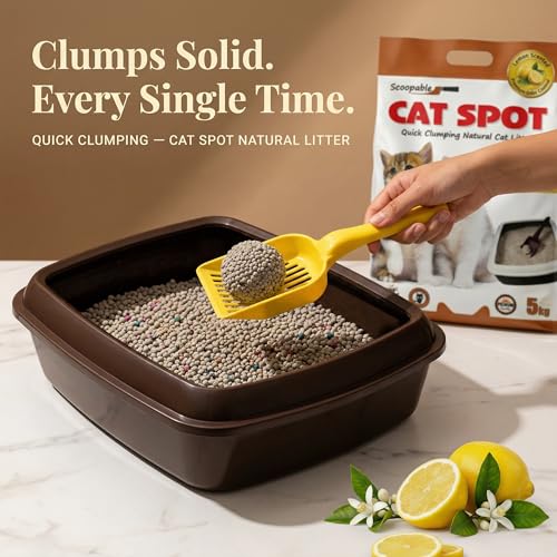 Image of CatSpot Lemon Flower Scented Cat Litter - 5kg | Ultra Absorbent, Quick Clumping, Odor Control, Dust-Free Formula for Cats (Pack of 4)