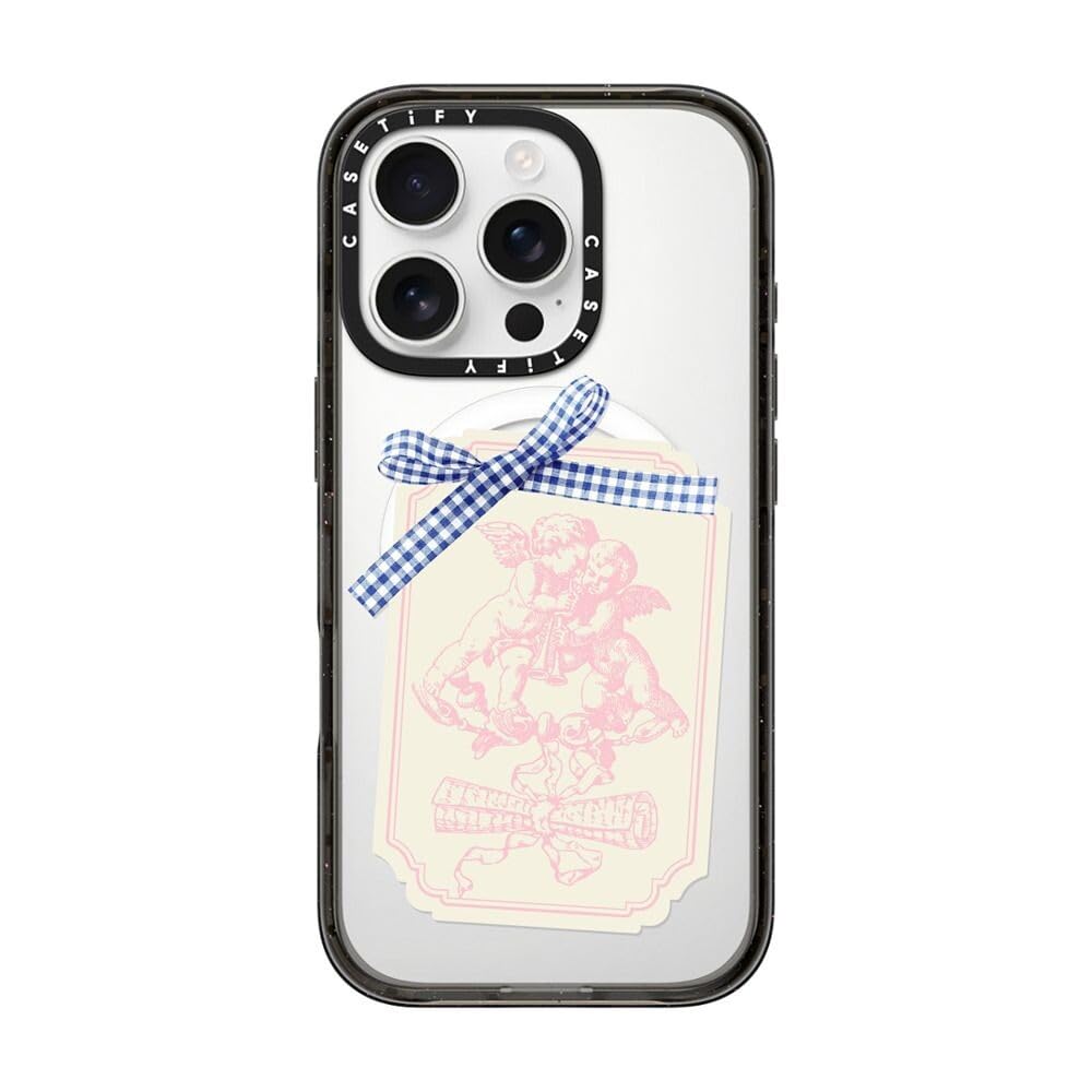 CASETiFY インパクト MagSafe対応 iPhone 16 Pro ケース [スリム / 2.5mの落下試験をクリア (MIL規格4倍相当) / ワイヤレス充電およびMagsafe対応] - Coquette Journal - クリア ブラック