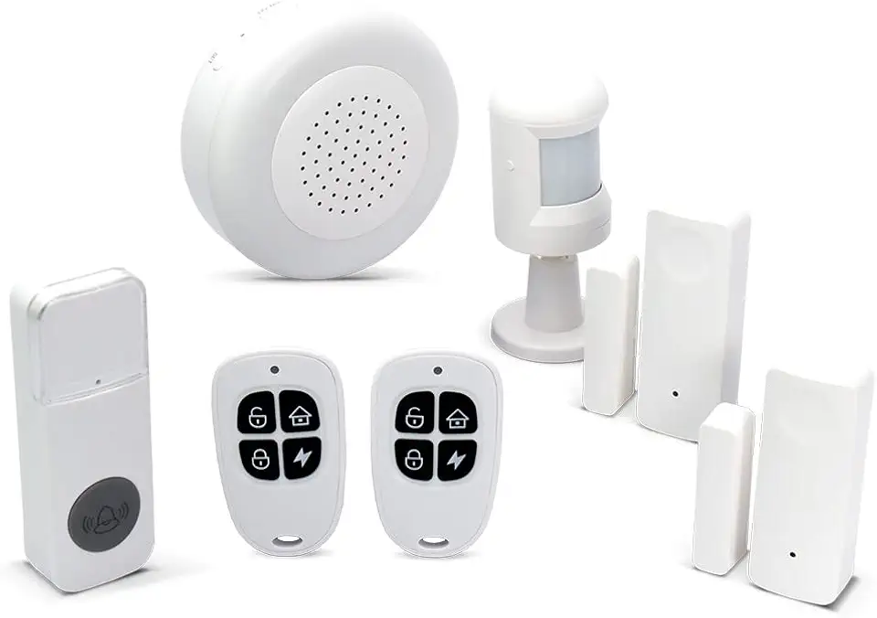 EKAZA Kit Alarme 2 Sensores Abertura + 1 Sensor Presença + 2 Controle + Sirene + Campainha - EKJM-T3231