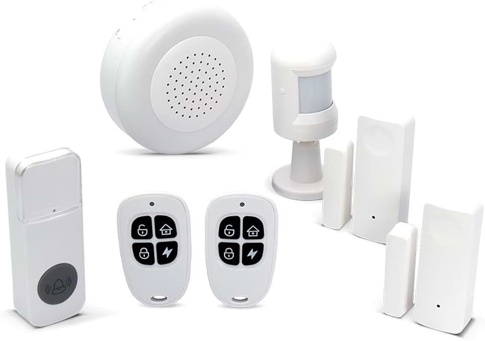 EKAZA Kit Alarme 2 Sensores Abertura + 1 Sensor Presença + 2 Controle + Sirene + Campainha - EKJM-T3231