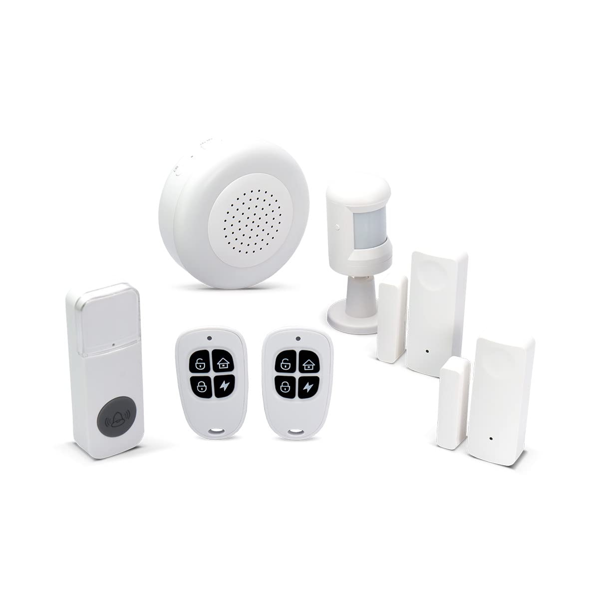 EKAZA Kit Alarme 2 Sensores Abertura + 1 Sensor Presença + 2 Controle + Sirene + Campainha - EKJM-T3231
