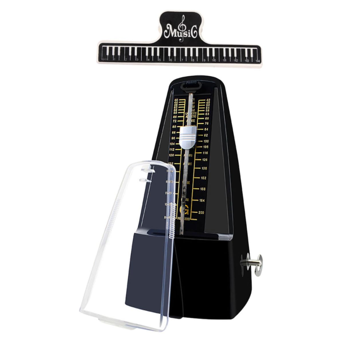 Metrónomo Abs Clásico para con Piano Mecánico Guitarra y Clip para Partituras, Material Metal, Diseño Anti-vibración Color Aleatorio Adecuado para Principiantes