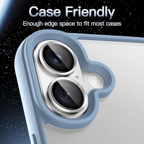 Image of Choiche Camera Lens Protector for iPhone 17 6.3-Inch, Full Coverage 9H Tempered Glass Ring Cover, Matte Metal Plate, Case Friendly, 1-Pack (SILVER)