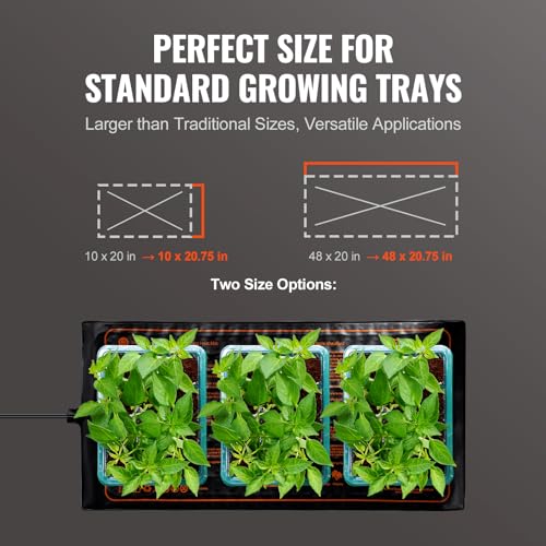 Image of VEVOR 10 inchx 20.75 inch Seedling Heat Mat 2 Pack, MET-Certified, Waterproof, for Indoor Germination, Gardening, Hydroponics, Greenhouse Use