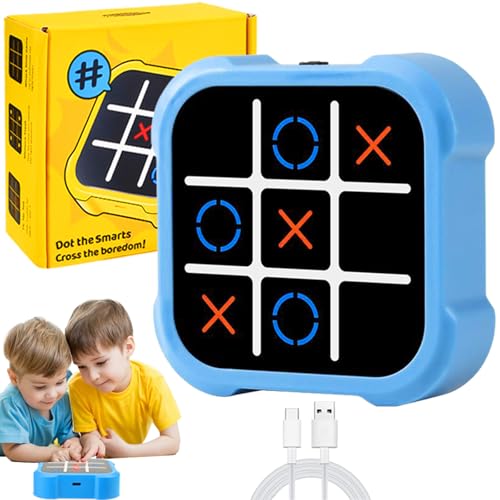 Tic Tac Toe Elektronisch, Elektronisch Tic-Tac-Toe Bolt Spiel, 3-In-1-Puzzlespielkonsole, Zappelspielzeug-Brettspiele, Brettspiel Familietragbare Reisespiele FüR Bildung 3+ Jährige Jungs (Blau)