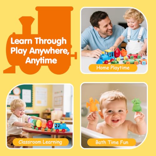 Image of hahaland Montessori Dinosaur Train Set, Learning Toy for Toddlers Ages 2-3