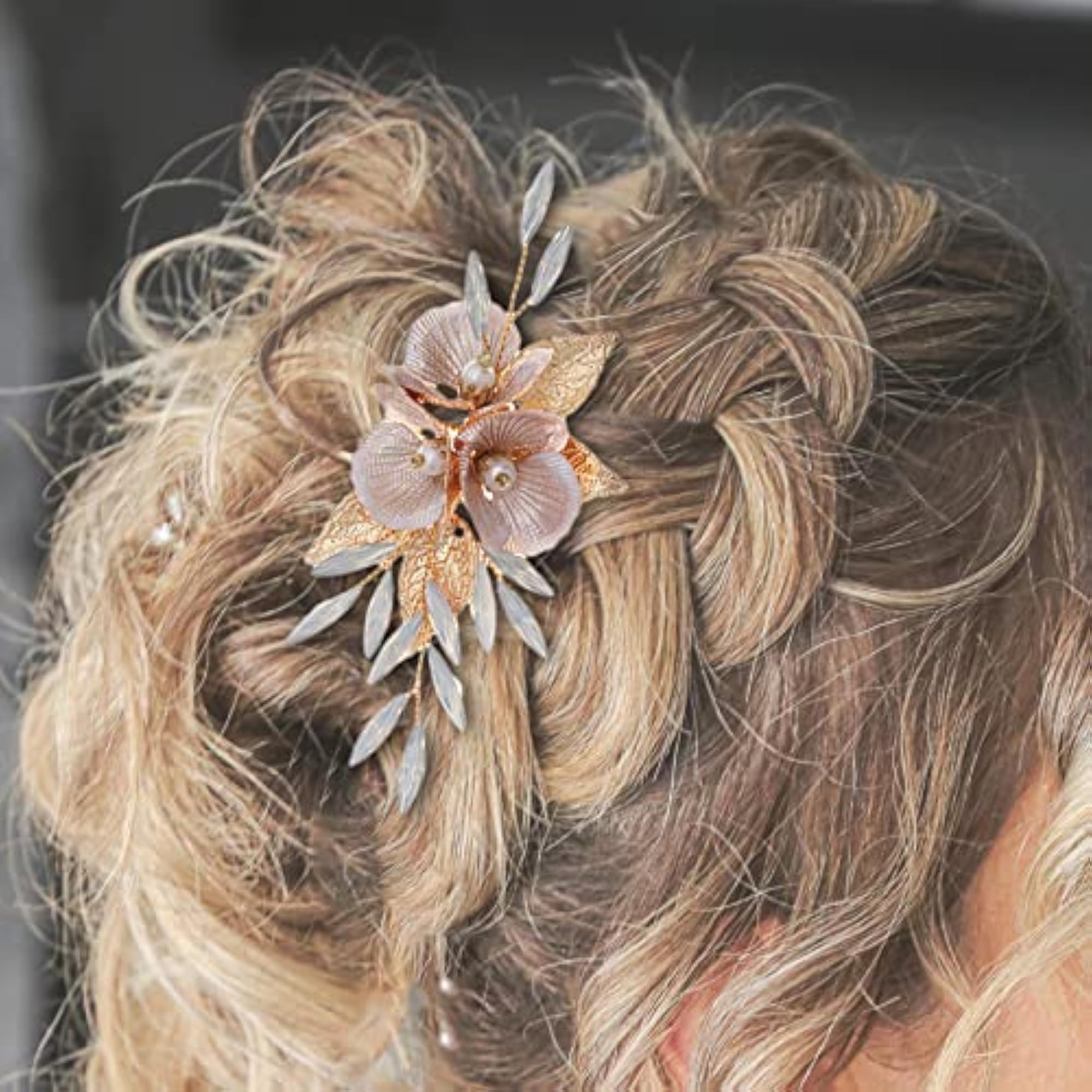 Bridal Flower Hair Combs Set, Handmade Headpiece