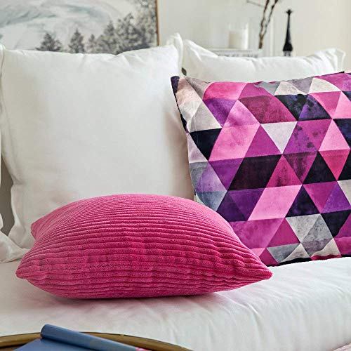 Image of Khooti Velvet Cushion Cover, 10x10 (Triangular Pink)(Pack of 1)