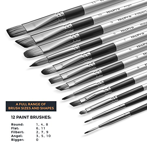 Nicpro 12 PCS Artist Paint Brush Set, Craft Paint Brushes for Acrylic Painting, Oil, Watercolour, Gouache, Tempera, Face, Body, Fabric, Leather, Model, Art Supplies Paintbrushes for Artists Beginners 5 Nicpro 12 PCS Artist Paint Brush Set, Craft Paint Brushes for Acrylic Painting, Oil, Watercolour, Gouache, Tempera, Face, Body, Fabric, Leather, Model, Art Supplies Paintbrushes for Artists Beginners - Image 5