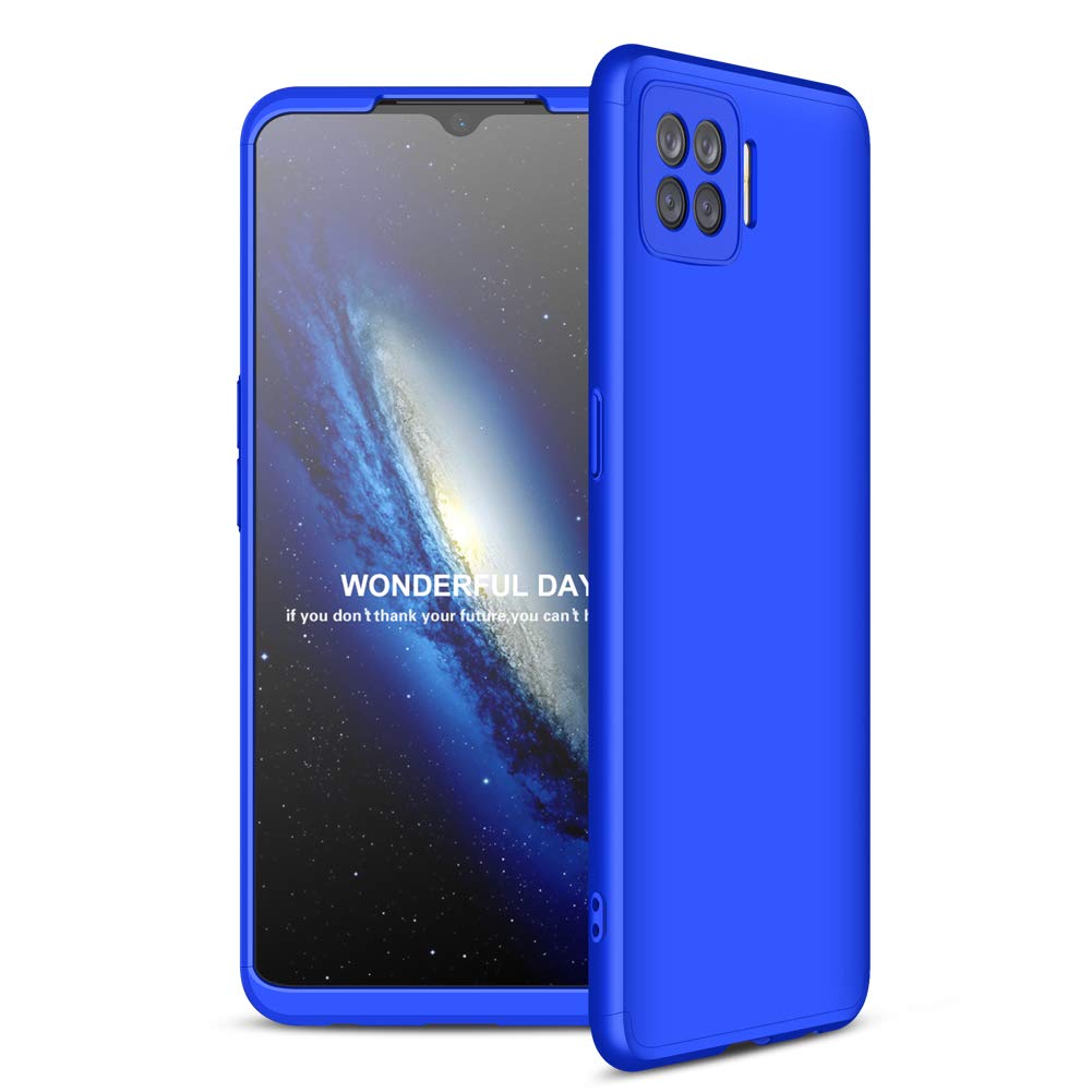 Tianqin OPPO F17 Case, 360 Full Body Coverage Degree Protection 3 in 1 Combination Anti-Scratch PC Ultra-thin Shockproof Matte Bumper Case Cover for OPPO F17 - Blue