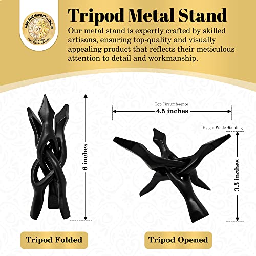 New Age Imports, Inc. Tripod Stand - Home Decor Holder for Abalone Shell for display or smudging, Crystal Ball, Trinket & Jewelry Dish, Bowls, Geodes,& More! Heavy Duty (6 INCH - Black Metal)