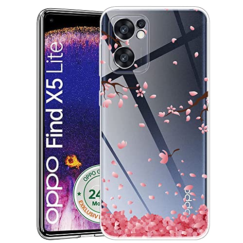 Seeya pour Oppo Find X5 Lite Coque Motif Transparente avec Dessin Fleur de Cerisier Fantaisie Fine Etui Silicone TPU Souple Bumper Housse de Protection pour Oppo Find X5 Lite Cover