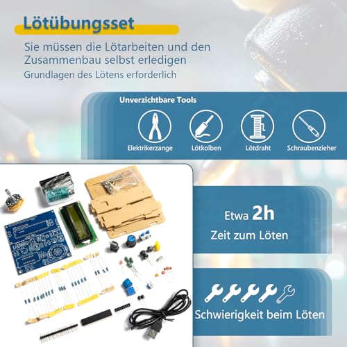 EIELE Lötübungsset Multifunktionales Kapazitätsmessgerät Messfrequenzen Ausgezeichnetes Lötübungsprojekt Geeignet für den Schulunterricht und Lötbegeisterte (Löten erforderlich)