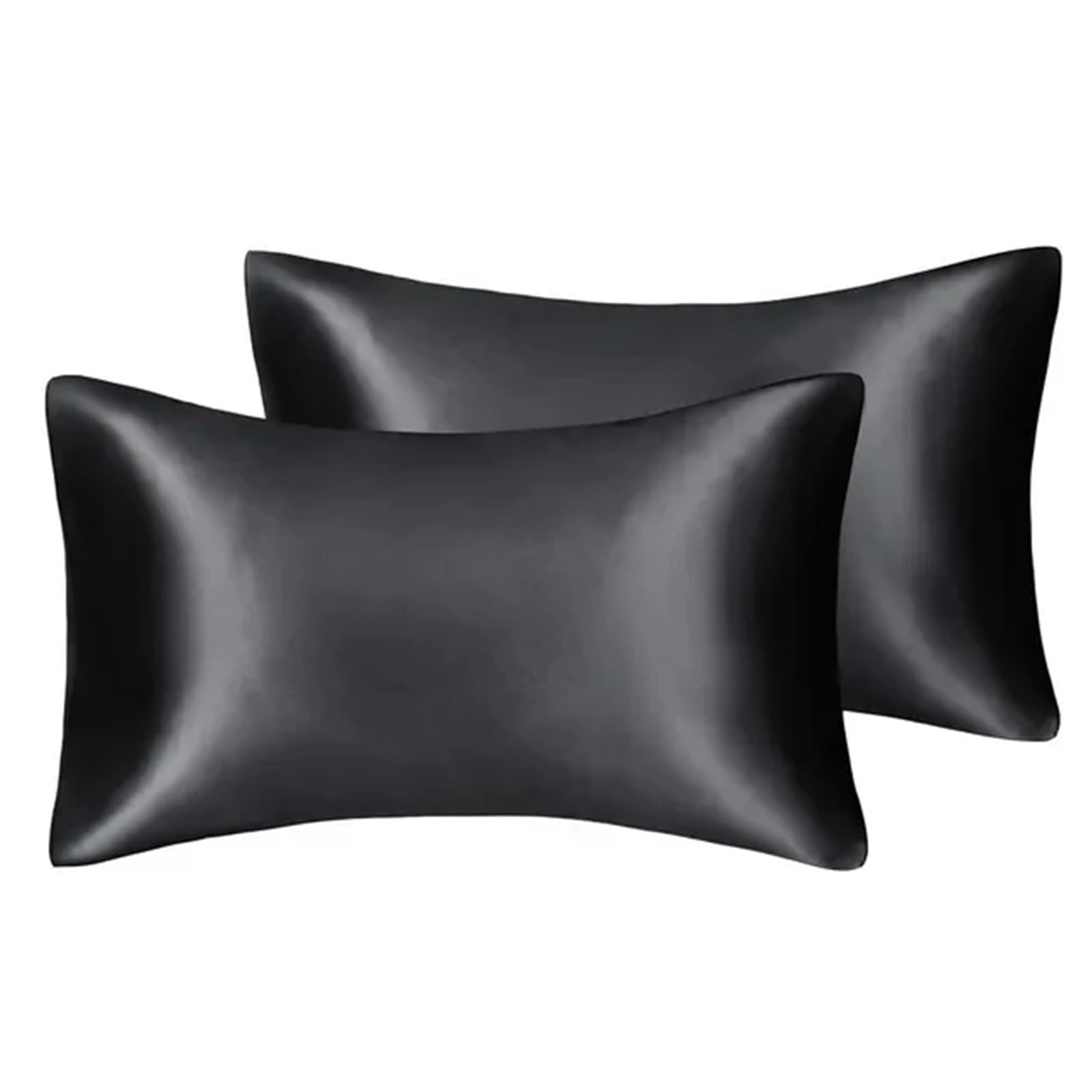 LYXYGMV Silk Pillowcase Hair Skin Care Soft Pillow Covers for Bedrooms(Black,20x30 inch)