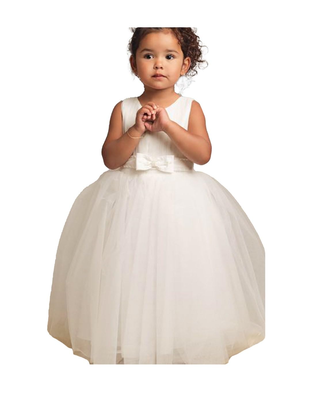 SIRRI Vestido de Bautizo para Niña con Cuerpo Plisado y Lazo – Conjunto de Bautismo Lux