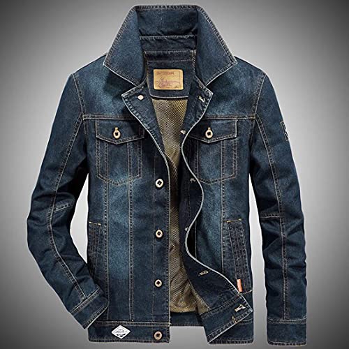 ebossy Men's Casual Distressed Denim Jacket Button Up Long Sleeve Trucker Moto Jean Coat3