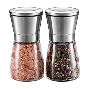 WINSHEA Pepermolen, set van zout- en pepermolen, met verstelbaar keramisch maalwerk en mooie glazen behuizing
