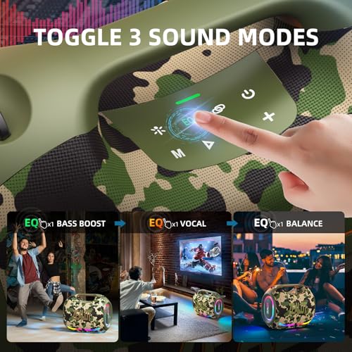 Image of ZEALOT 250W RMS /300W(Peak) Bluetooth Speaker, Portable Wireless Speaker with Loud Sound and Deep Bass, Multi-Device Pairing, IPX6 Waterproof, 5.3 BT, 40H Long Playtime for Party, Outdoor, Home (Camo)